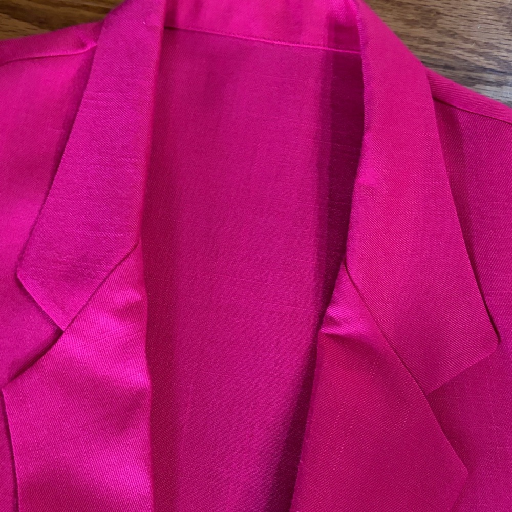 Women’s Fuchsia Lightweight Blazer Jacket - Brand Unknown Large Shoulder Pads - Picture 4 of 10